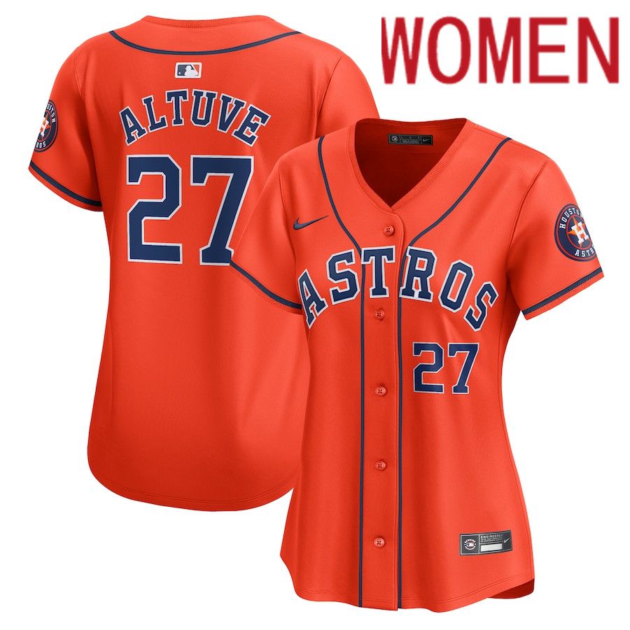 Women Houston Astros #27 Jose Altuve Nike Orange Alternate Limited Player MLB Jersey->customized mlb jersey->Custom Jersey